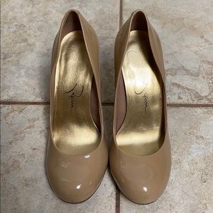 Jessica Simpson Nude Patent Leather Heels